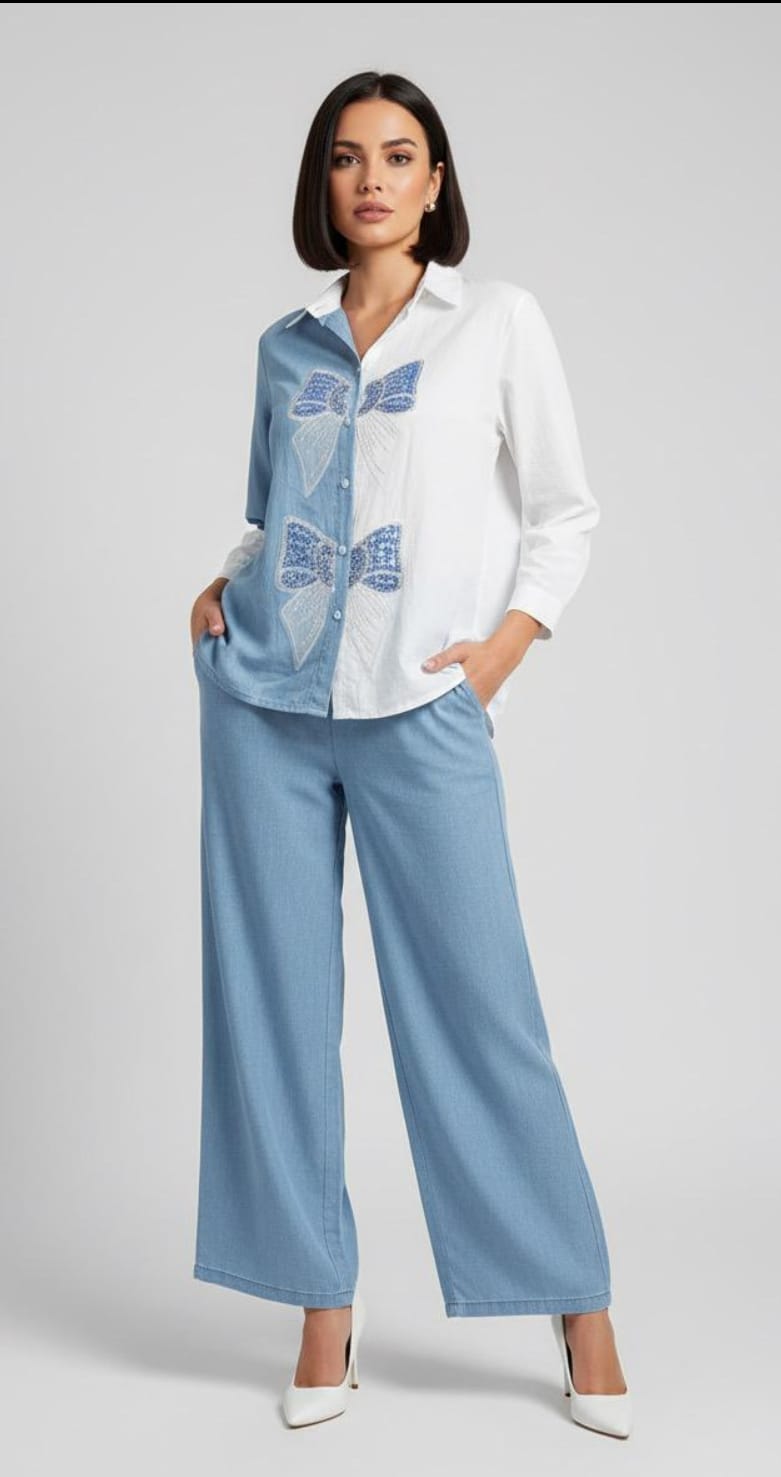 Dual Tone Bow Embroidered Cord-set