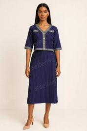 Navy Charm Knit Co-ord Set