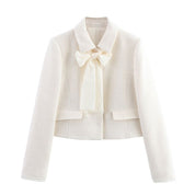 Classic White Tweed Elegance Blazer