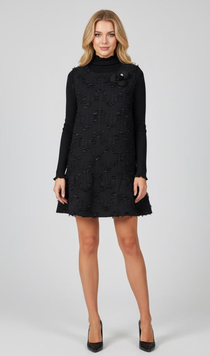 Winter Charm Tweed Shift Dress