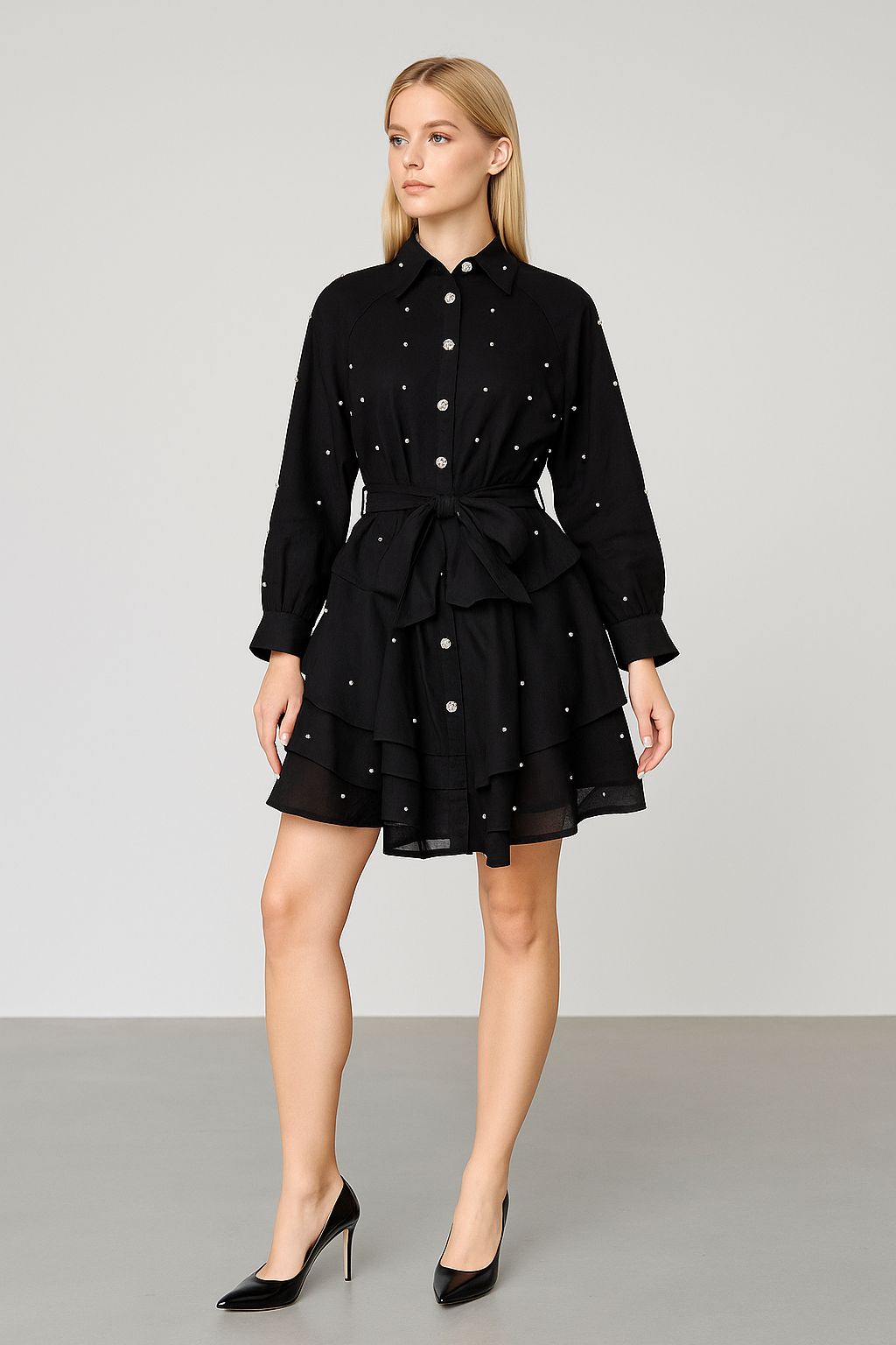 Midnight Constellation Ruffle Dress