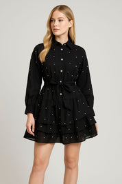 Midnight Constellation Ruffle Dress