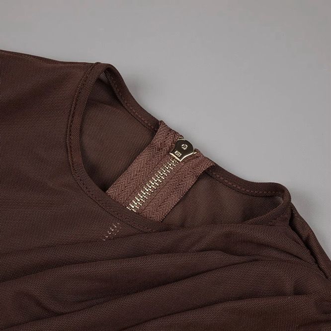 Mesh Rushed Long Dress