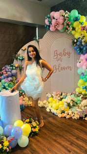 Dahlia Flower Mini Tube Label Dress