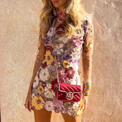 Midnight Garden Embroidered Mesh Dress