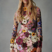 Midnight Garden Embroidered Mesh Dress