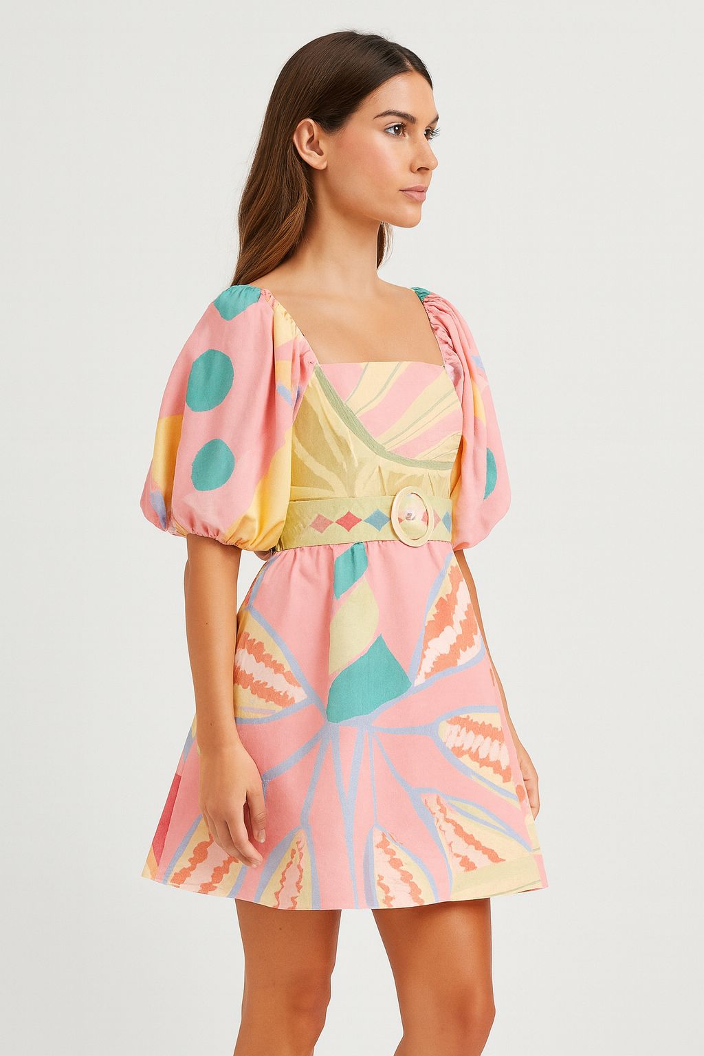 Carnival Dreams Puff-Sleeve Mini Dress