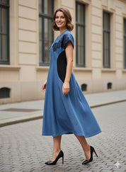 Denim Bloom Button Dress