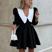 Classic Collar Puff Sleeve Dress