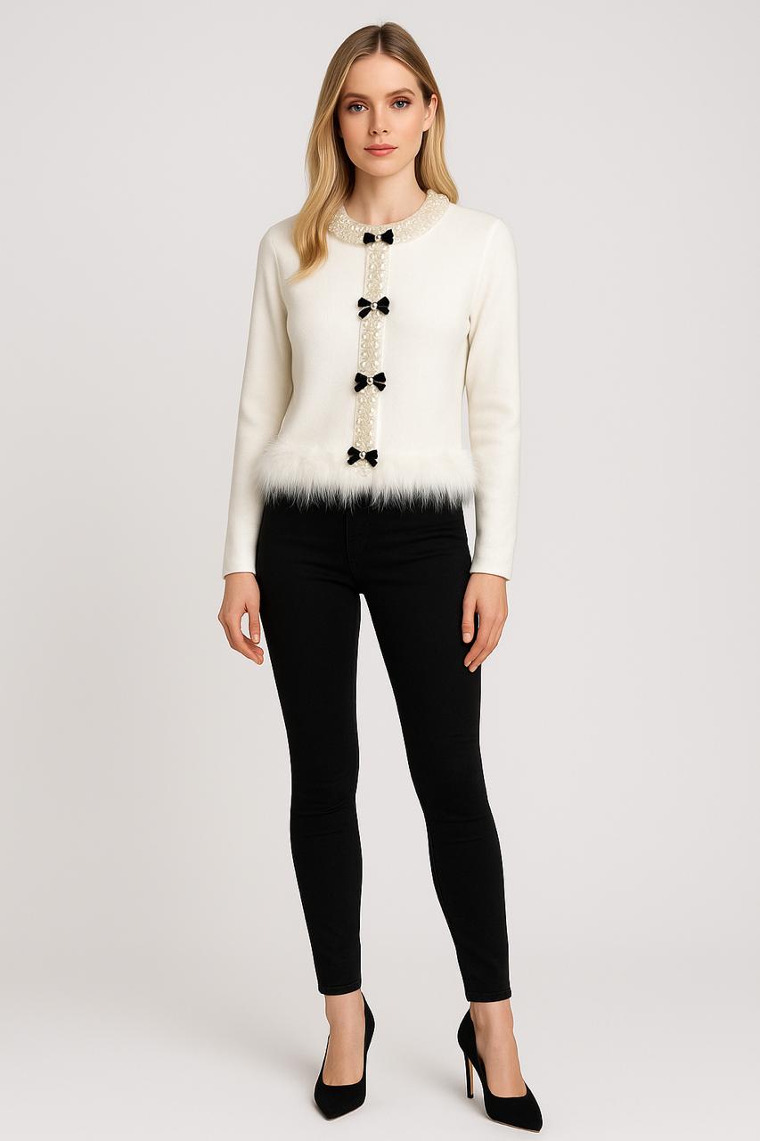 Frost Charm Feather-Trim Jacket