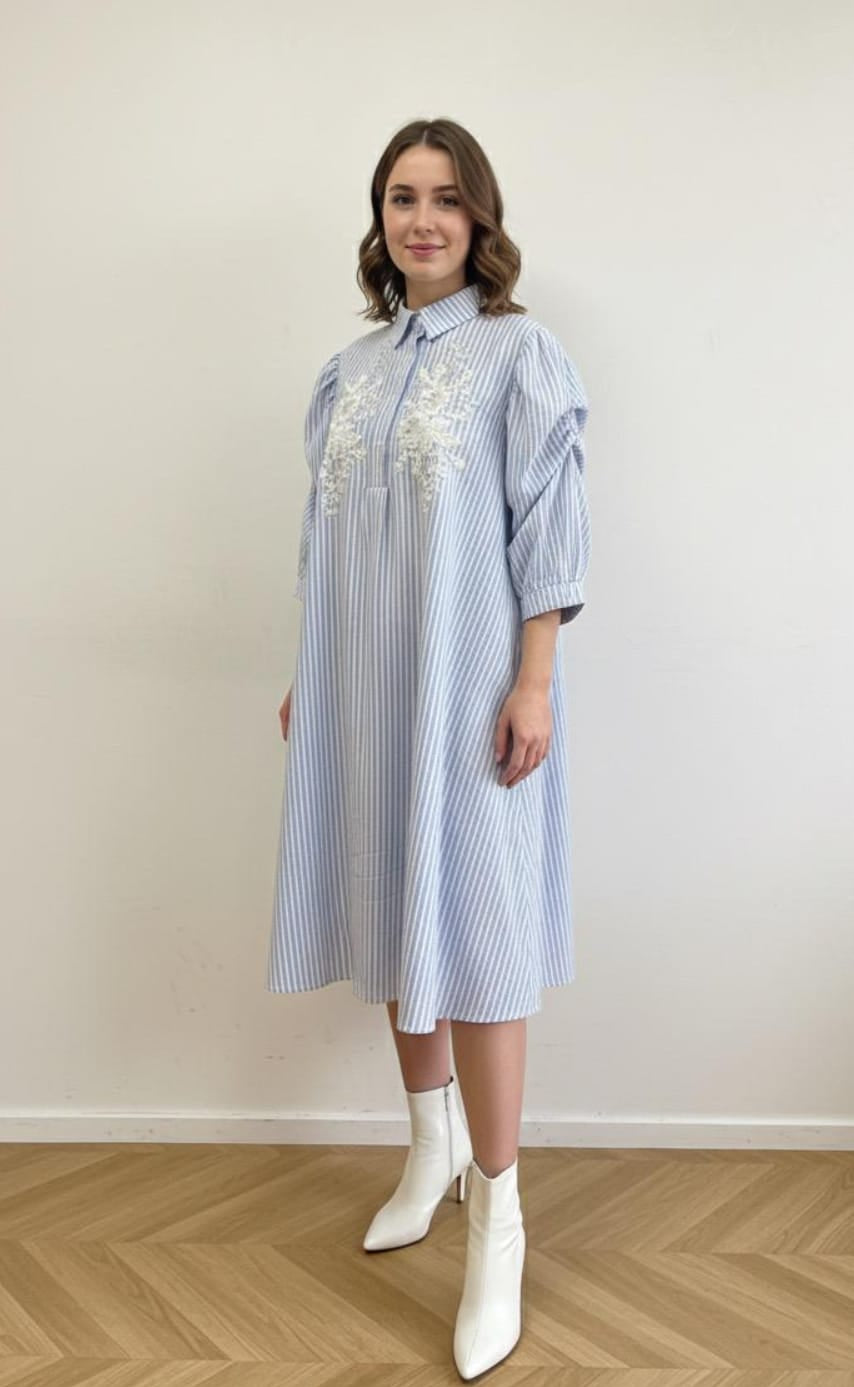 Ocean Mist Striped white Tunic Dress