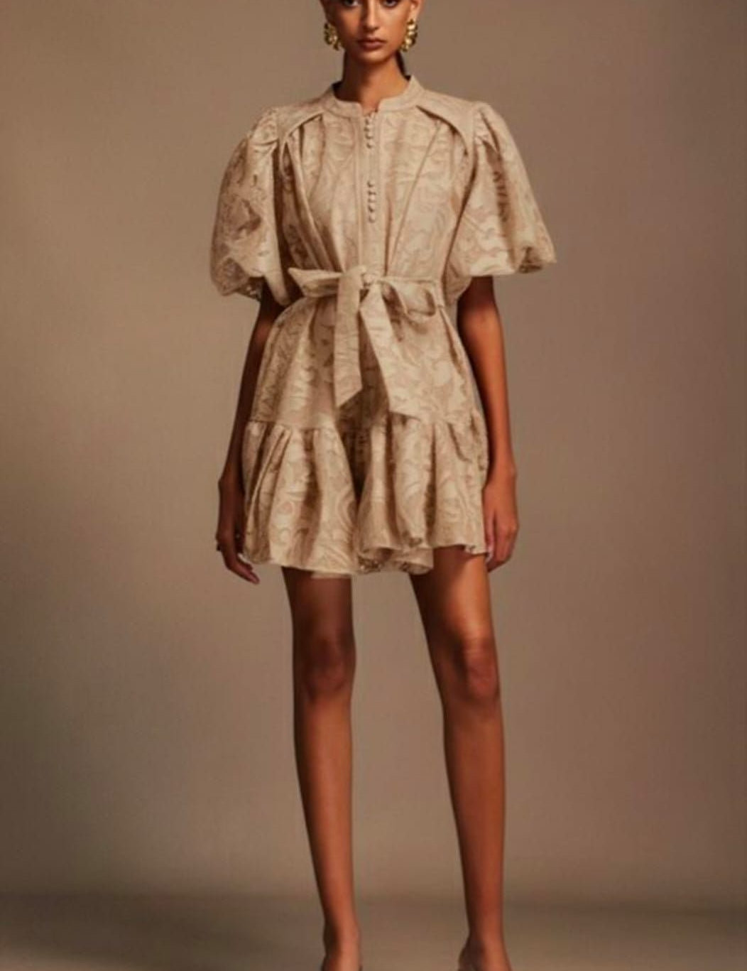 Crimson Bloom Belted Dress