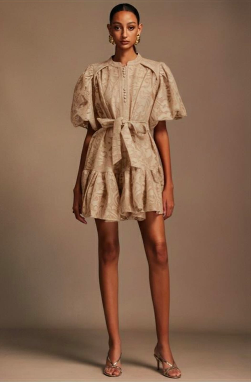 Crimson Bloom Belted Dress