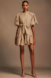 Crimson Bloom Belted Dress