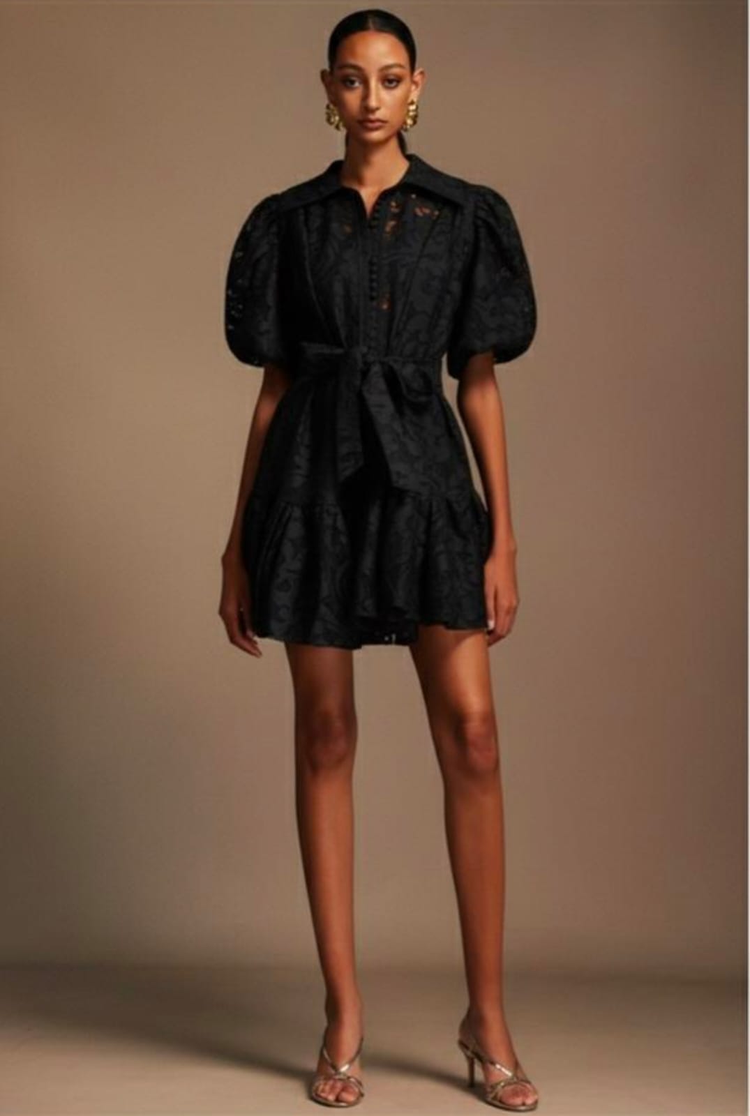 Crimson Bloom Belted Dress