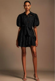 Crimson Bloom Belted Dress