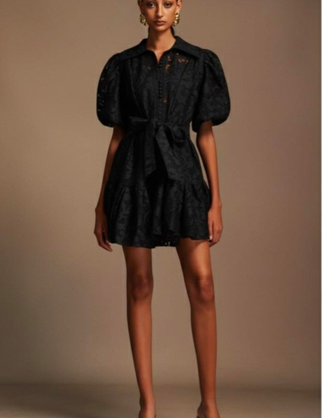 Crimson Bloom Belted Dress