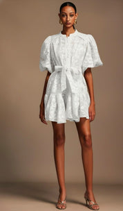 Crimson Bloom Belted Dress