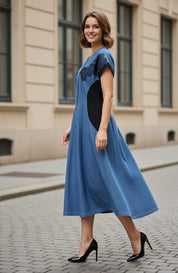 Denim Bloom Button Dress