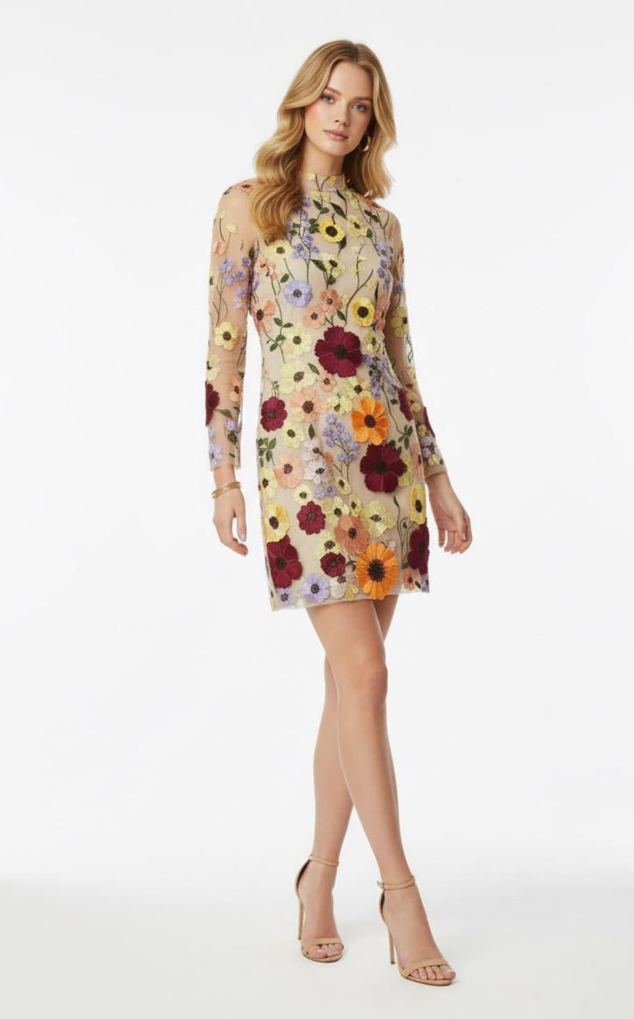 Midnight Garden Embroidered Mesh Dress