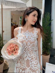 Ethereal Grace Crochet Mini Dress