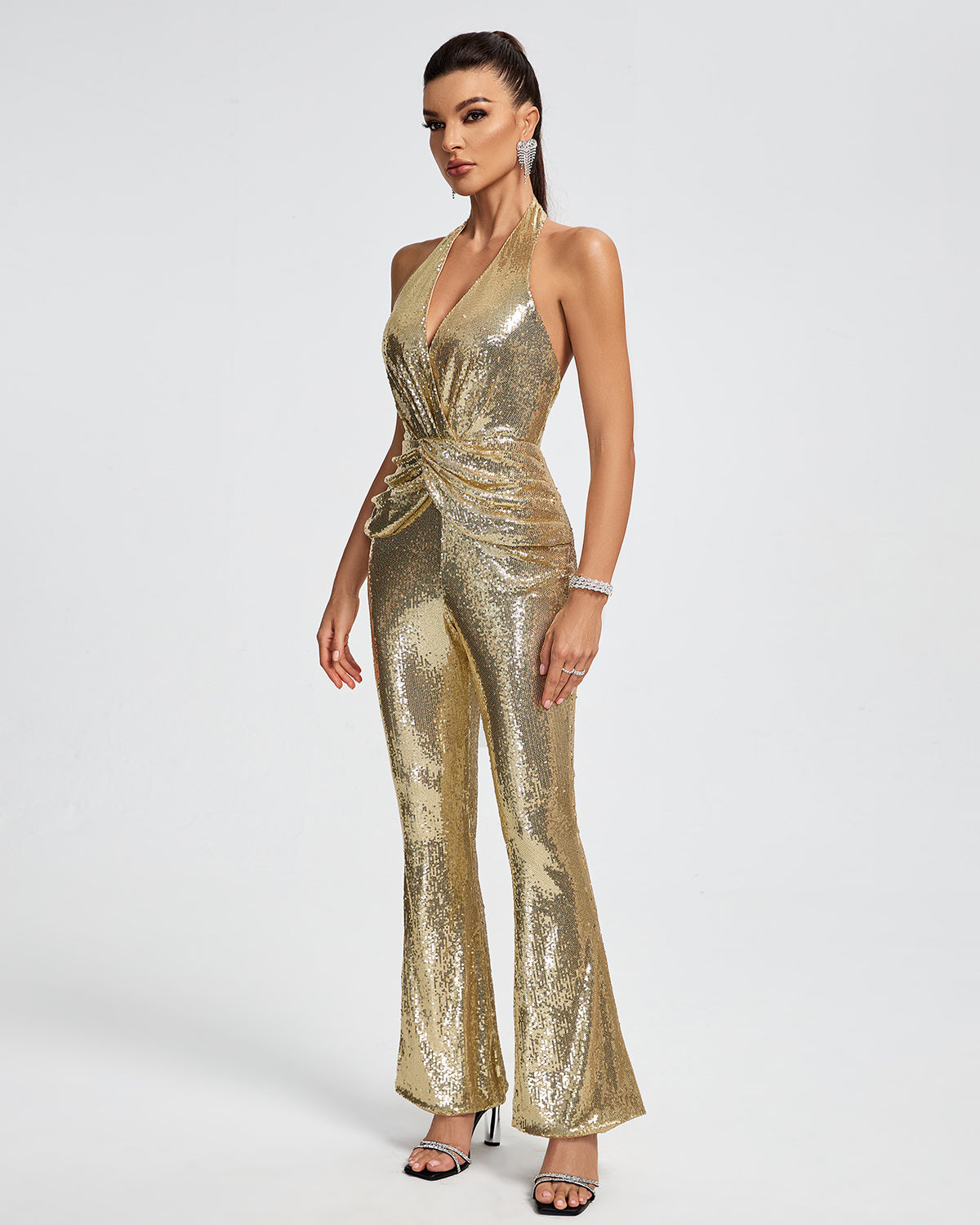 Golden Stardust Halter Jumpsuit