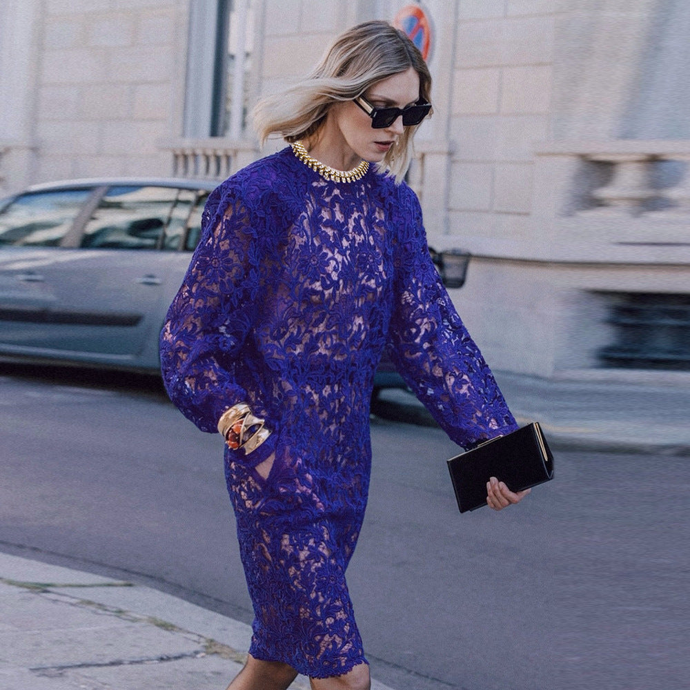 Royal Enchant Lace Crystal Mini Dress