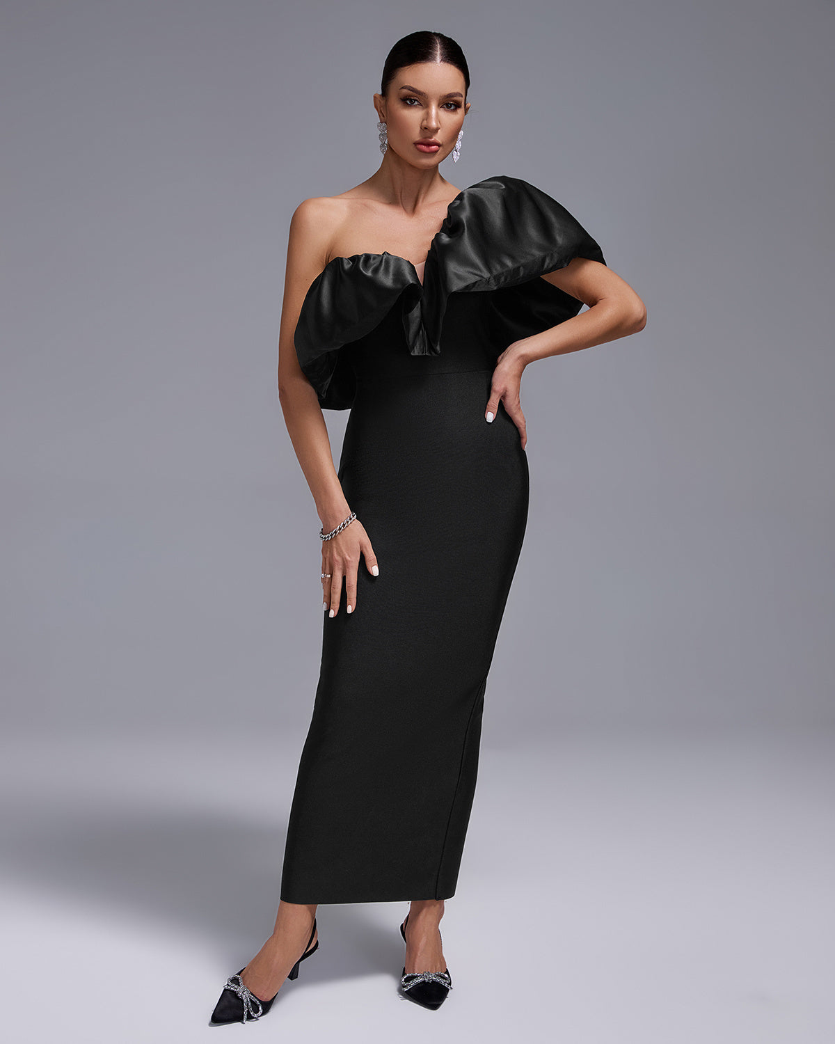 Black Swan Ruffle Elegance Gown