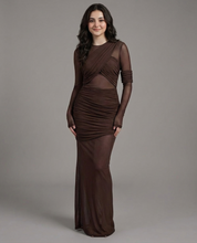 Mesh Rushed Long Dress