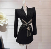 Midnight Power Bow Blazer Dress
