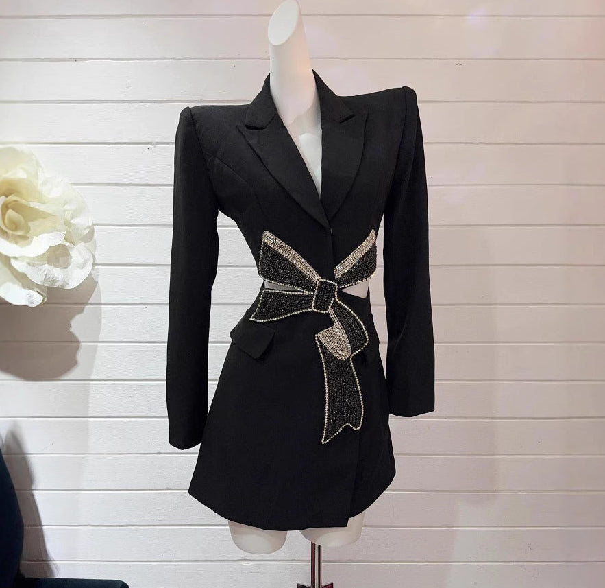 Midnight Power Bow Blazer Dress