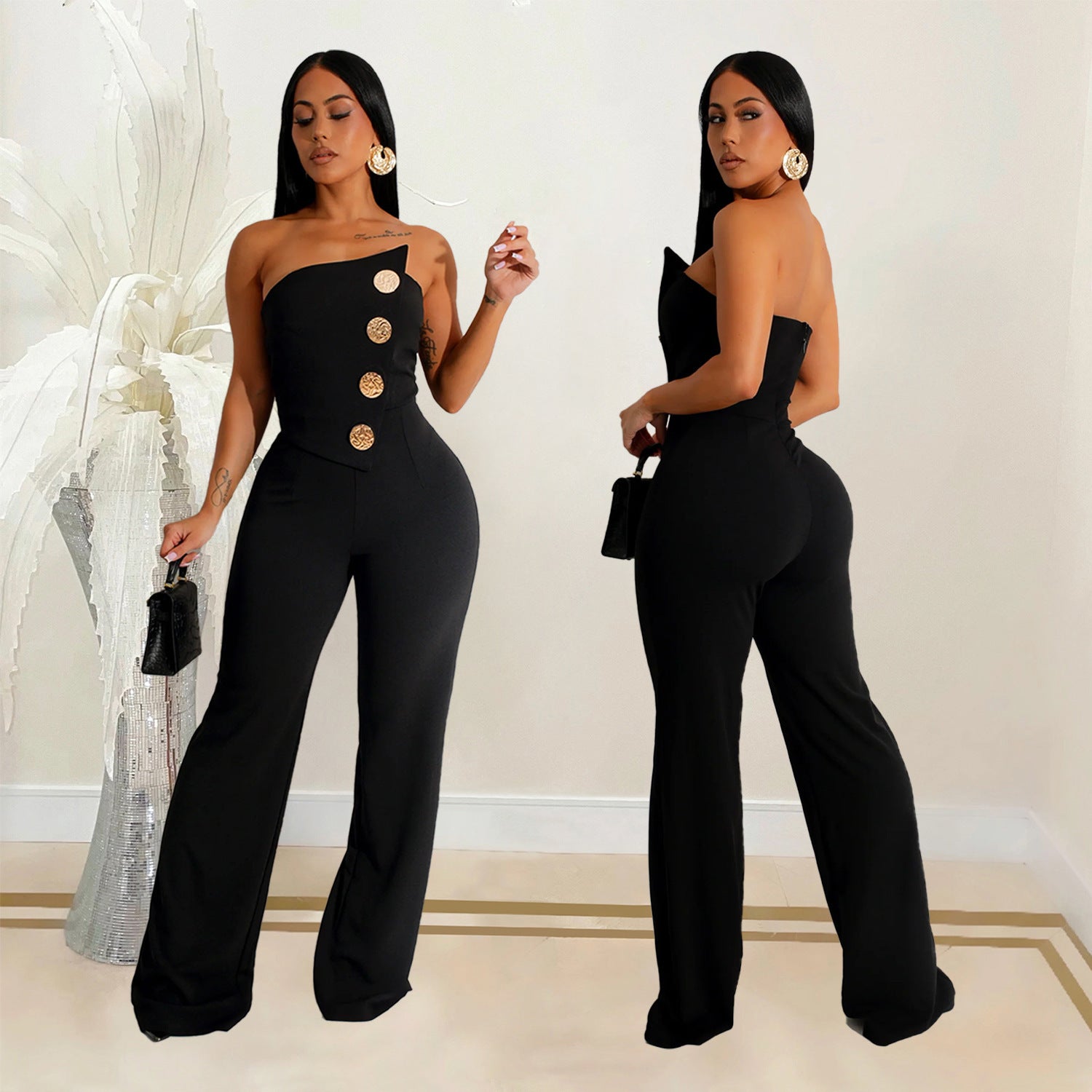 Noir Luxe Strapless Jumpsuit