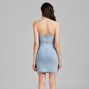 Denim Bloom Mini Dress