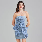 Denim Bloom Mini Dress
