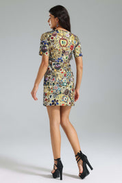 Golden Tapestry Floral Dress