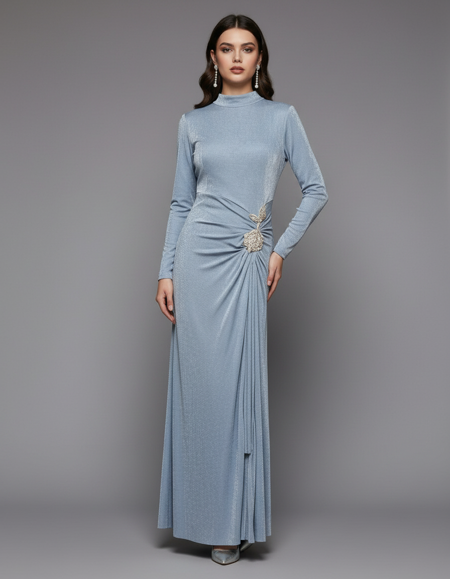Powder Blue Drape Gown