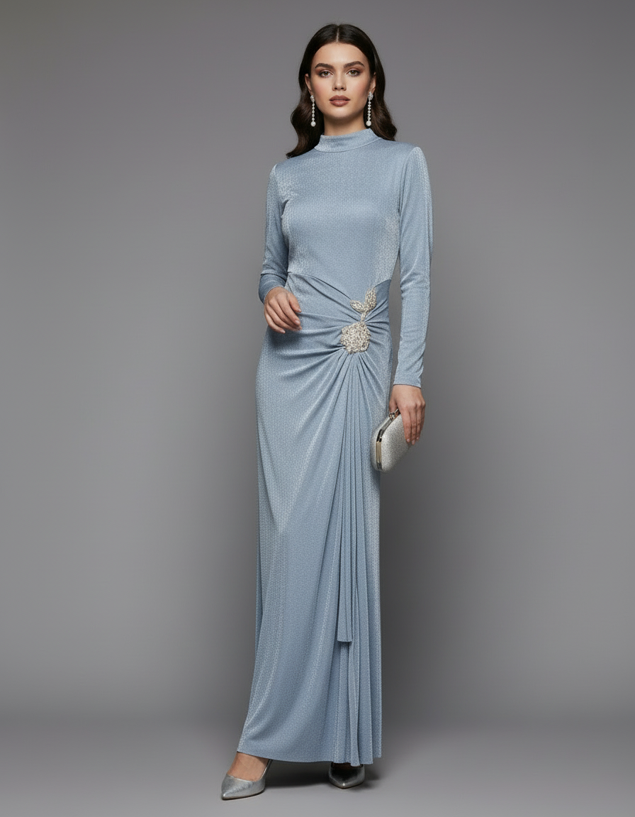 Powder Blue Drape Gown
