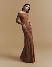 Off-Shoulder Draped Maxi Dress
