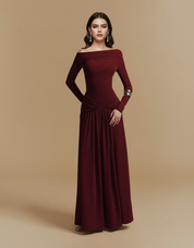 Off-Shoulder Draped Maxi Dress