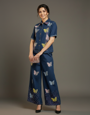 Butterfly Embroidered Denim Set