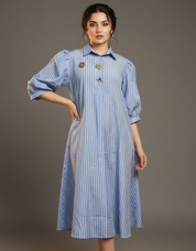 Ocean Mist Striped blue Tunic Dress