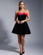 Black Square-Neck Fit & Flare Mini Dress