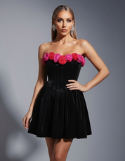 Black Square-Neck Fit & Flare Mini Dress