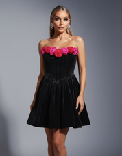 Black Square-Neck Fit & Flare Mini Dress