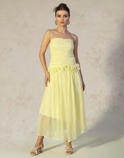 Sunburst Chiffon Ruffle Midi Dress