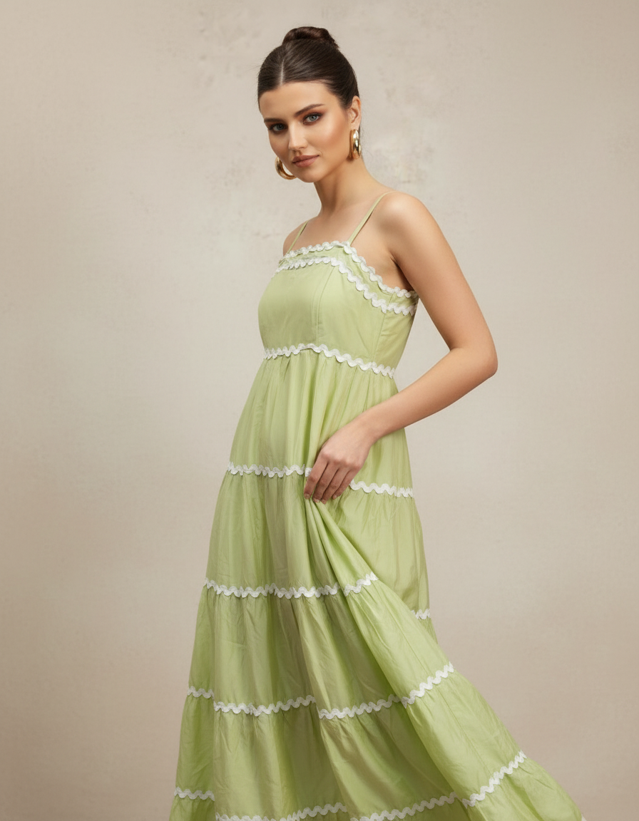Mint Lace Tiered Maxi Dress