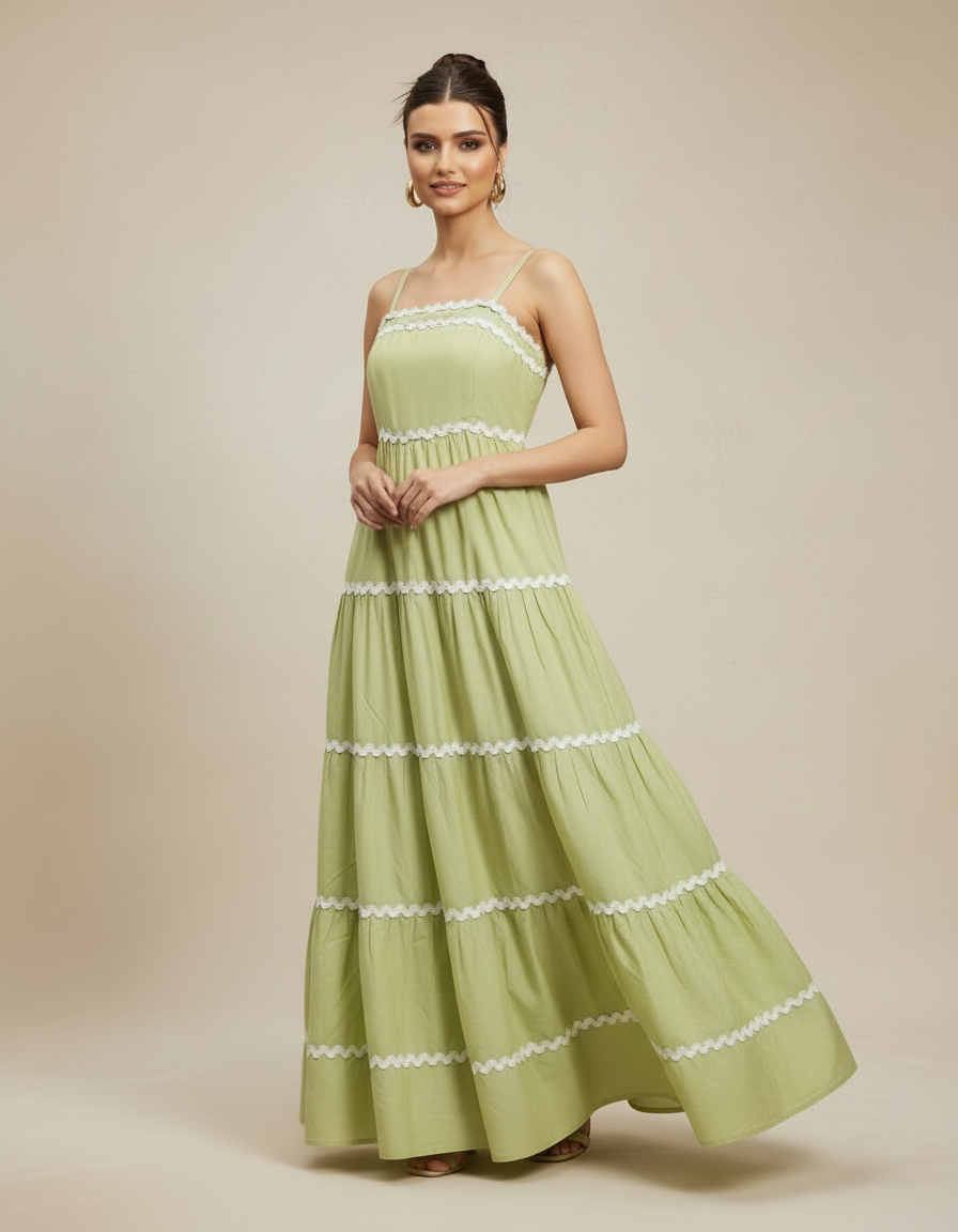 Mint Lace Tiered Maxi Dress