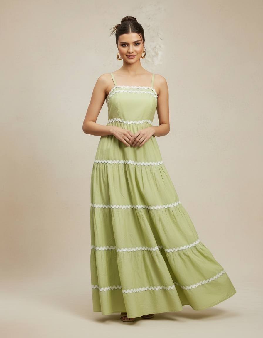 Mint Lace Tiered Maxi Dress