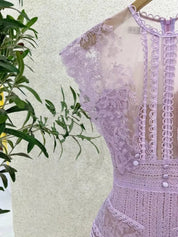 Blush Pink Lace Midi Cocktail Dress