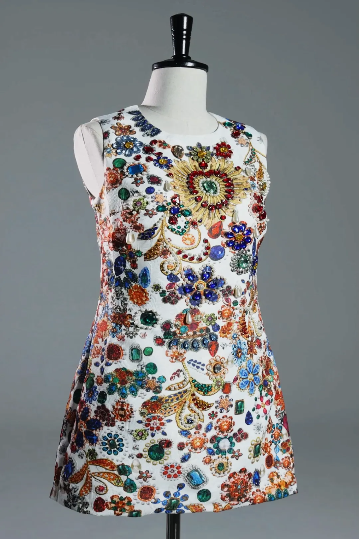 Luxury Baroque Jewel Print Mini Dress